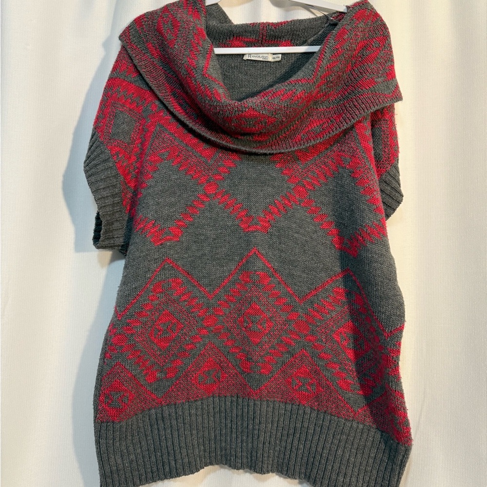 Ricki’s Revolution Charcoal and Crimson Cowl Neck Sweater